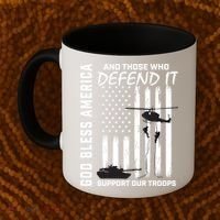 God Bless America Support Our Troops Veterans American Flag Meaningful Gift Coffee Mug thumb 2