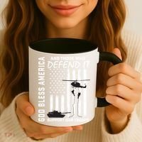 God Bless America Support Our Troops Veterans American Flag Meaningful Gift Coffee Mug thumb 3