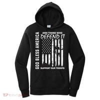 God Bless America Support Our Troops Veterans American Flag Meaningful Gift Women's Hoodie thumb 0