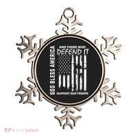 God Bless America Support Our Troops Veterans American Flag Meaningful Gift Ornament thumb 0