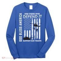 God Bless America Support Our Troops Veterans American Flag Meaningful Gift Long Sleeve Shirt thumb 0