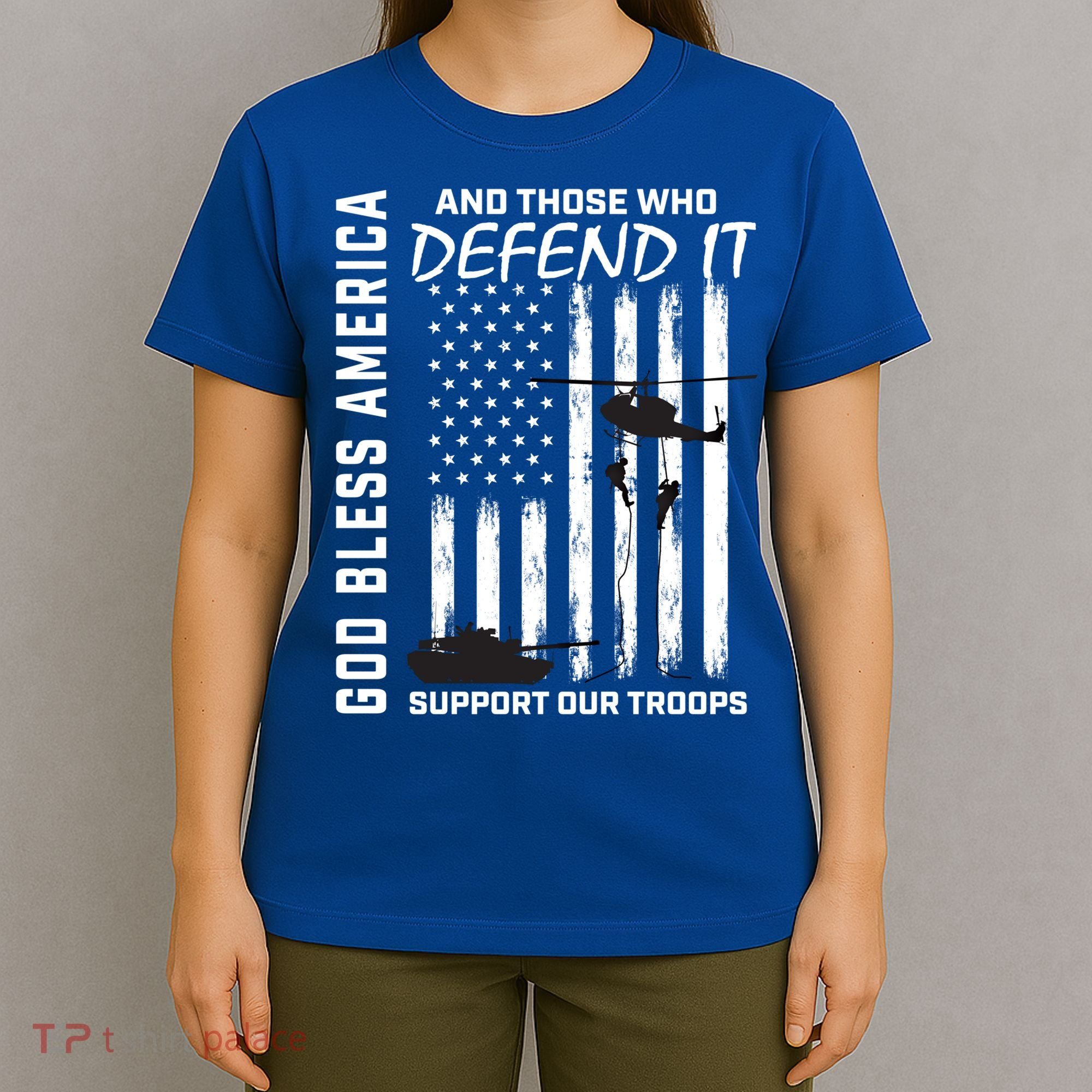 God Bless America Support Our Troops Veterans American Flag Meaningful Gift T-Shirt