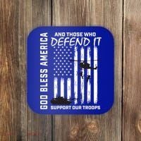 God Bless America Support Our Troops Veterans American Flag Meaningful Gift Coaster thumb 0