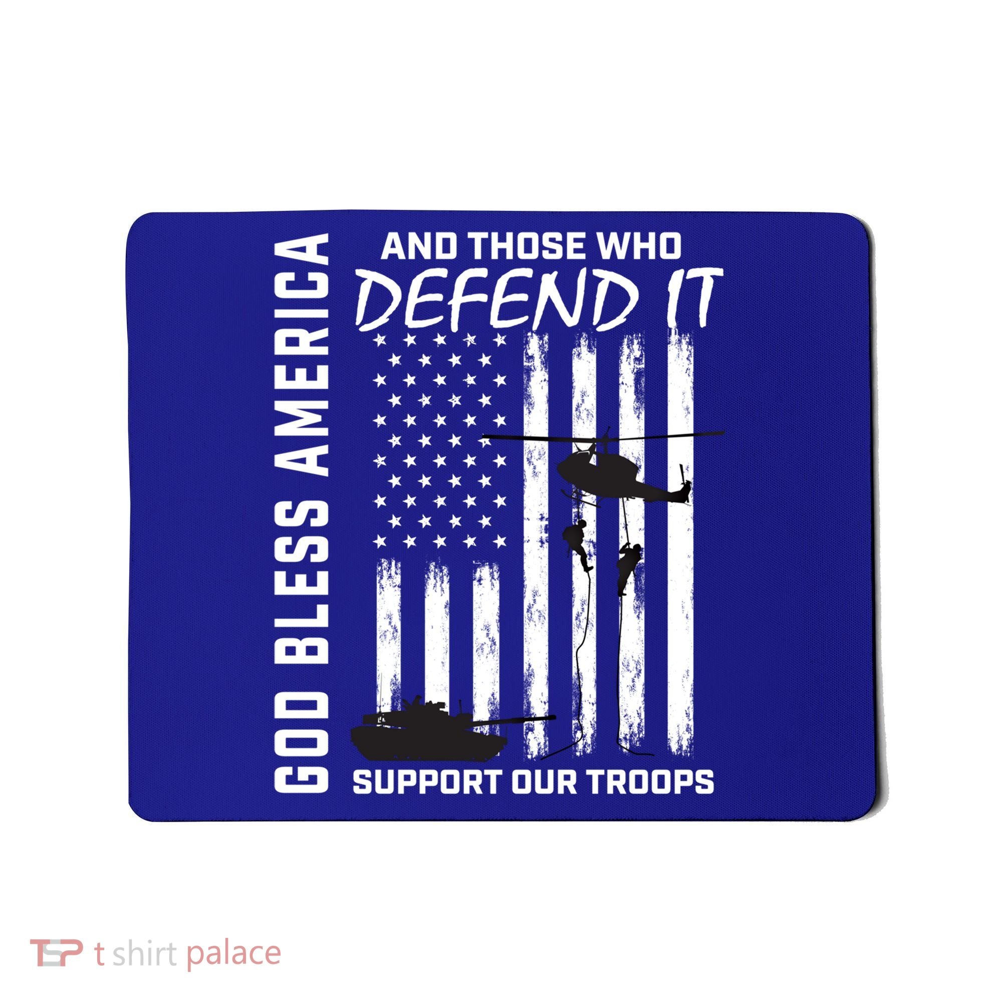 God Bless America Support Our Troops Veterans American Flag Meaningful Gift Mousepad