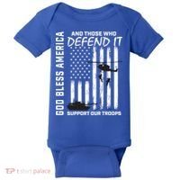 God Bless America Support Our Troops Veterans American Flag Meaningful Gift Baby Bodysuit thumb 0