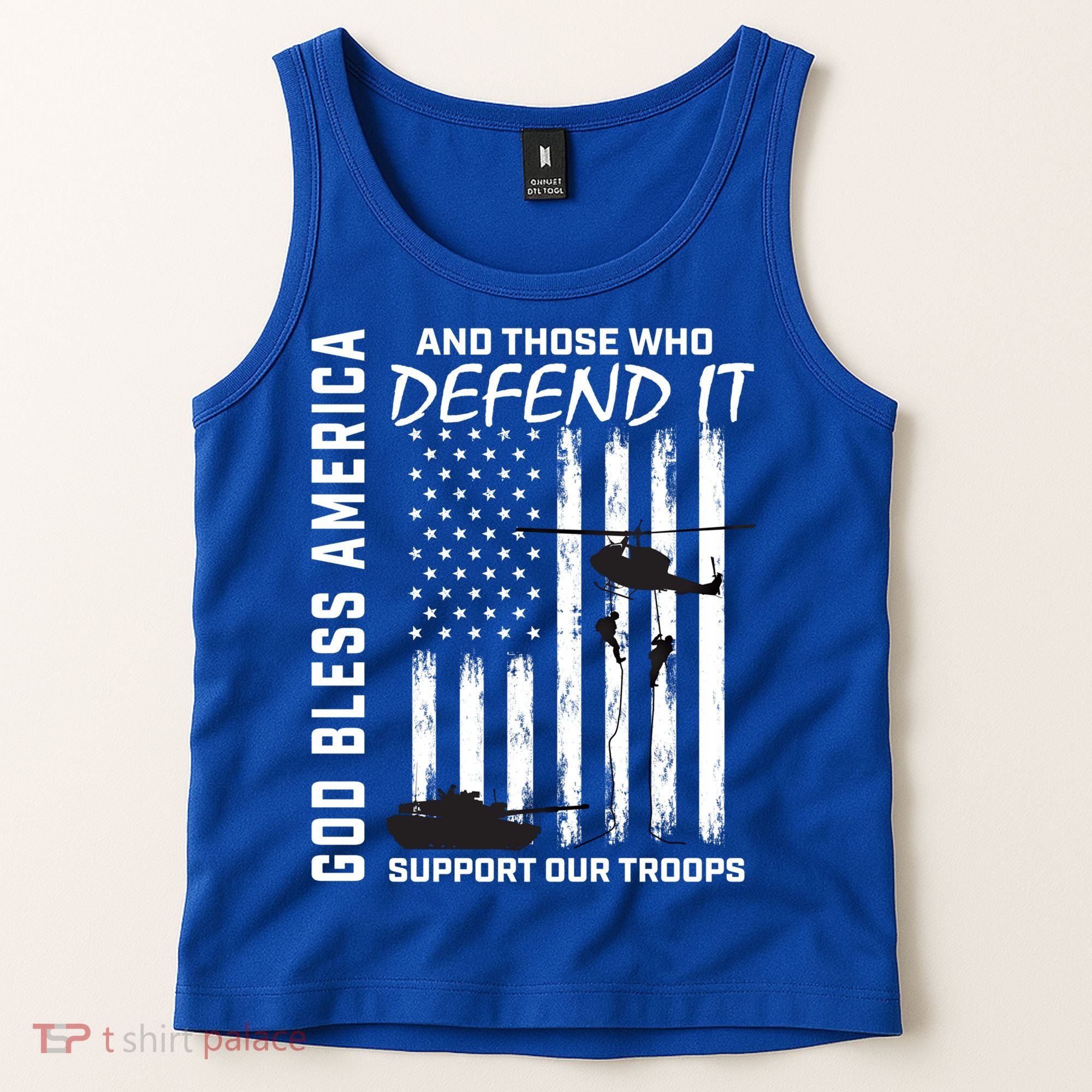 God Bless America Support Our Troops Veterans American Flag Meaningful Gift Tank Top