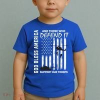 God Bless America Support Our Troops Veterans American Flag Meaningful Gift Toddler T-Shirt thumb 2