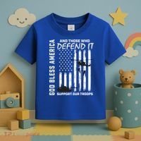 God Bless America Support Our Troops Veterans American Flag Meaningful Gift Toddler T-Shirt thumb 3