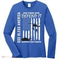 God Bless America Support Our Troops Veterans American Flag Meaningful Gift Women's Long Sleeve Shirt thumb 0