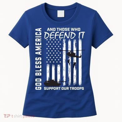 God Bless America Support Our Troops Veterans American Flag Meaningful Gift Women's T-Shirt