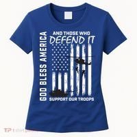 God Bless America Support Our Troops Veterans American Flag Meaningful Gift Women's T-Shirt thumb 0