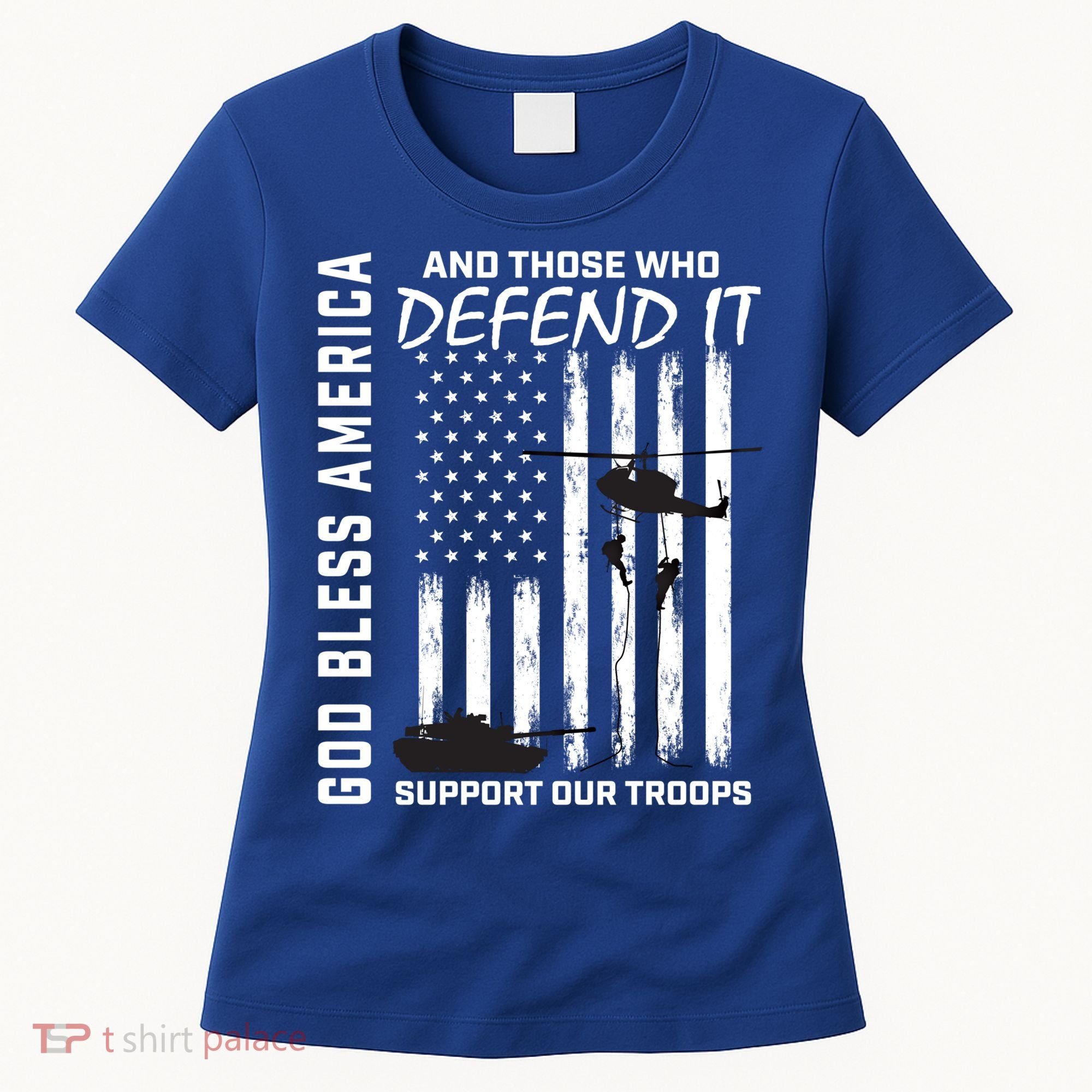 God Bless America Support Our Troops Veterans American Flag Meaningful Gift Women's T-Shirt