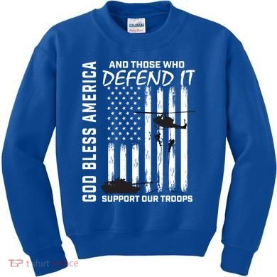 God Bless America Support Our Troops Veterans American Flag Meaningful Gift Kids Sweatshirt