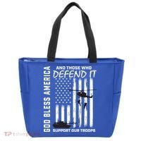 God Bless America Support Our Troops Veterans American Flag Meaningful Gift Tote Bag thumb 0