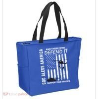God Bless America Support Our Troops Veterans American Flag Meaningful Gift Tote Bag thumb 2