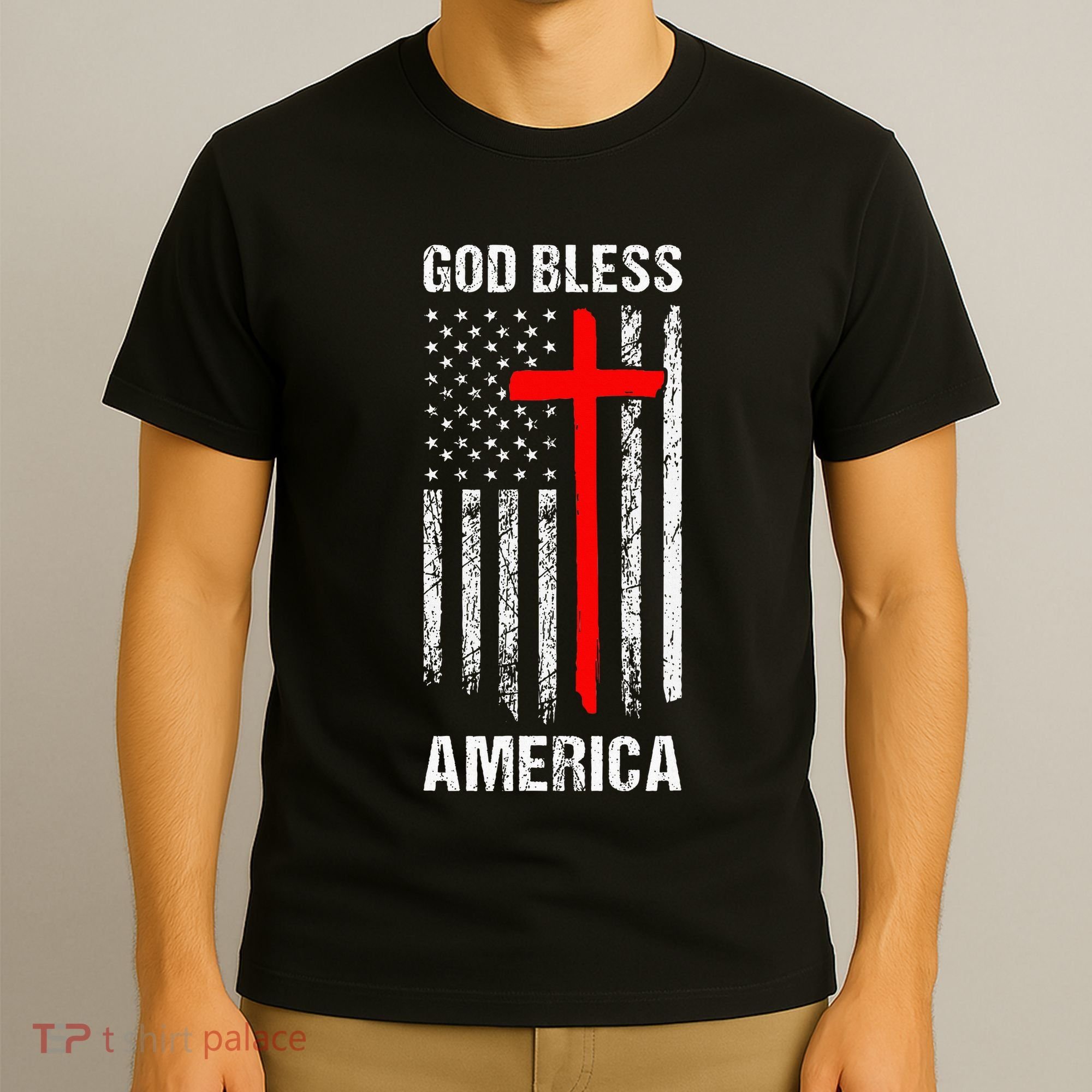 God Bless America Christian Patriot Usa Flag T-Shirt