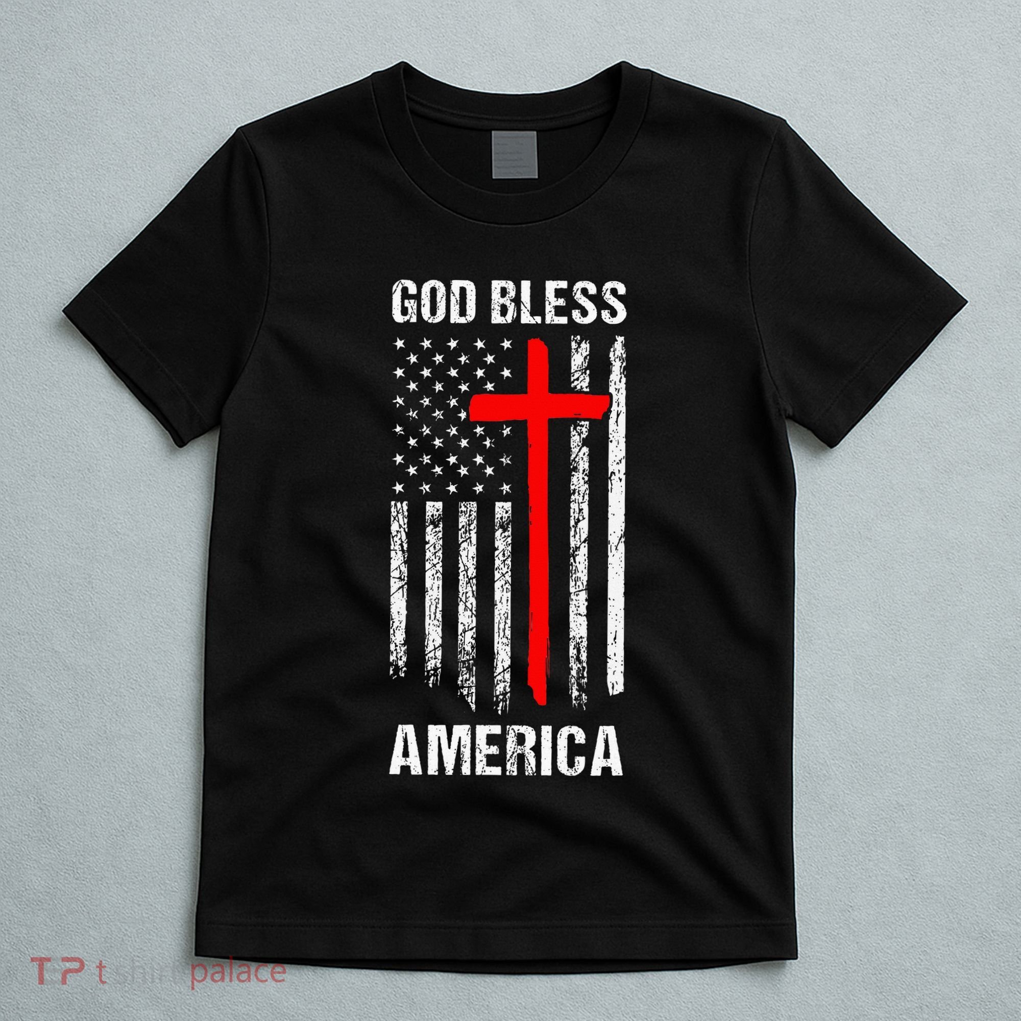 God Bless America Christian Patriot Usa Flag T-Shirt