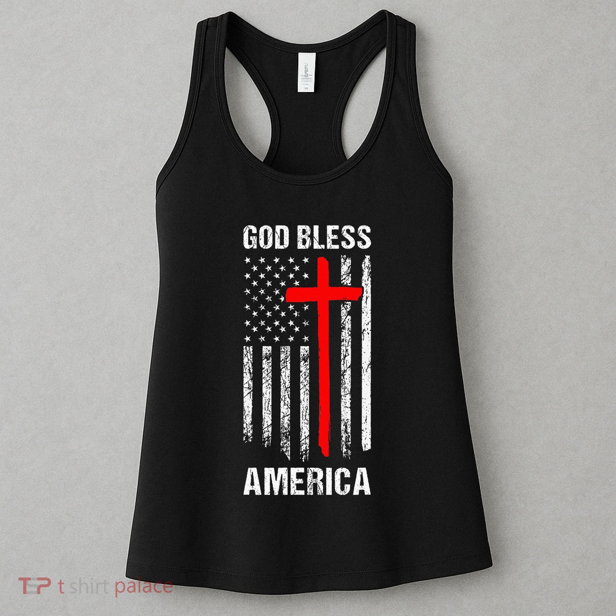 God Bless America Christian Patriot Usa Flag Women's Tank Top