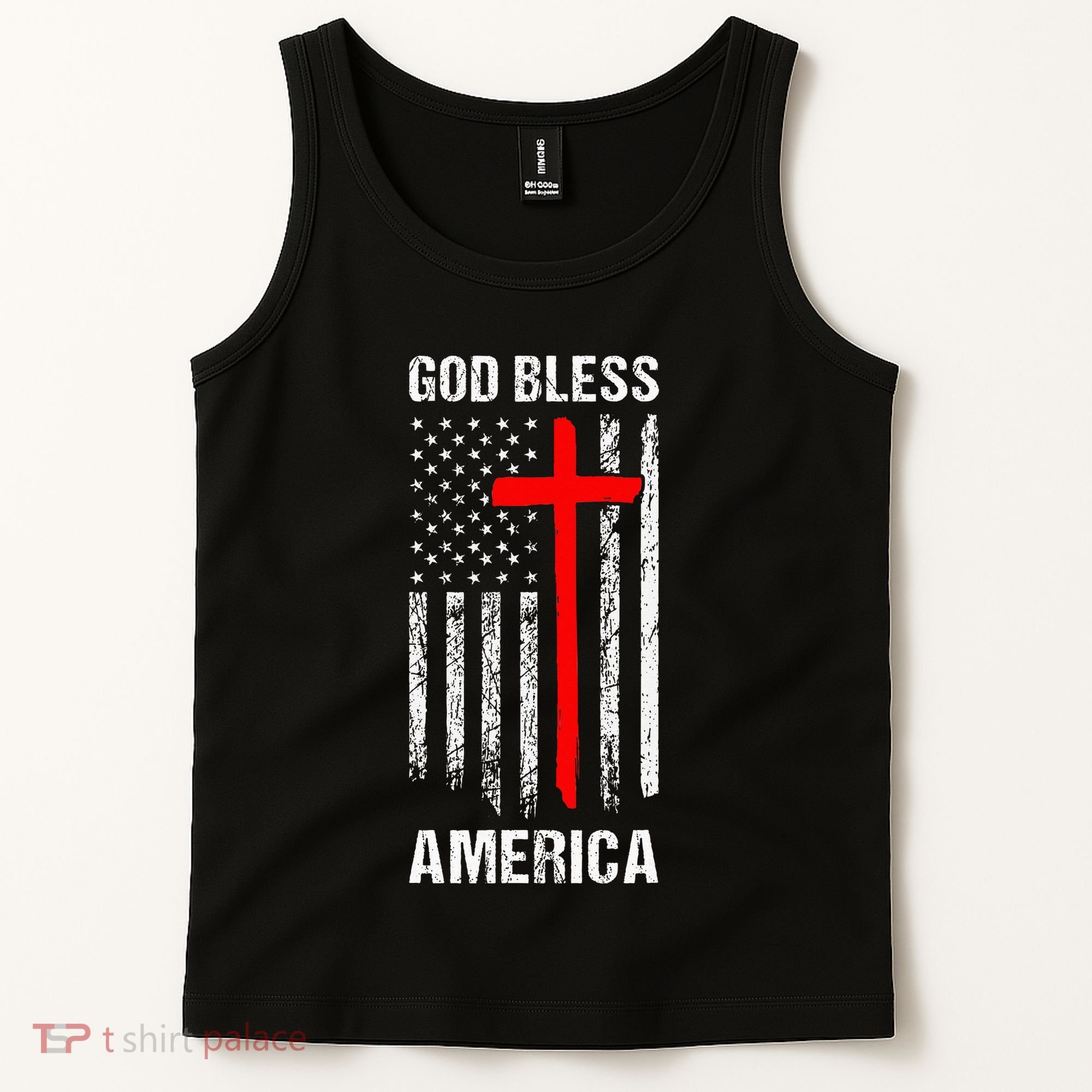 God Bless America Christian Patriot Usa Flag Tank Top
