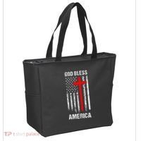 God Bless America Christian Patriot Usa Flag Tote Bag thumb 2