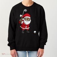 Golf Black African American Santa Claus Golfer Golfing Dad Great Gift Women's Sweatshirt thumb 0