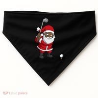 Golf Black African American Santa Claus Golfer Golfing Dad Great Gift USA-Made Doggie Bandana thumb 0