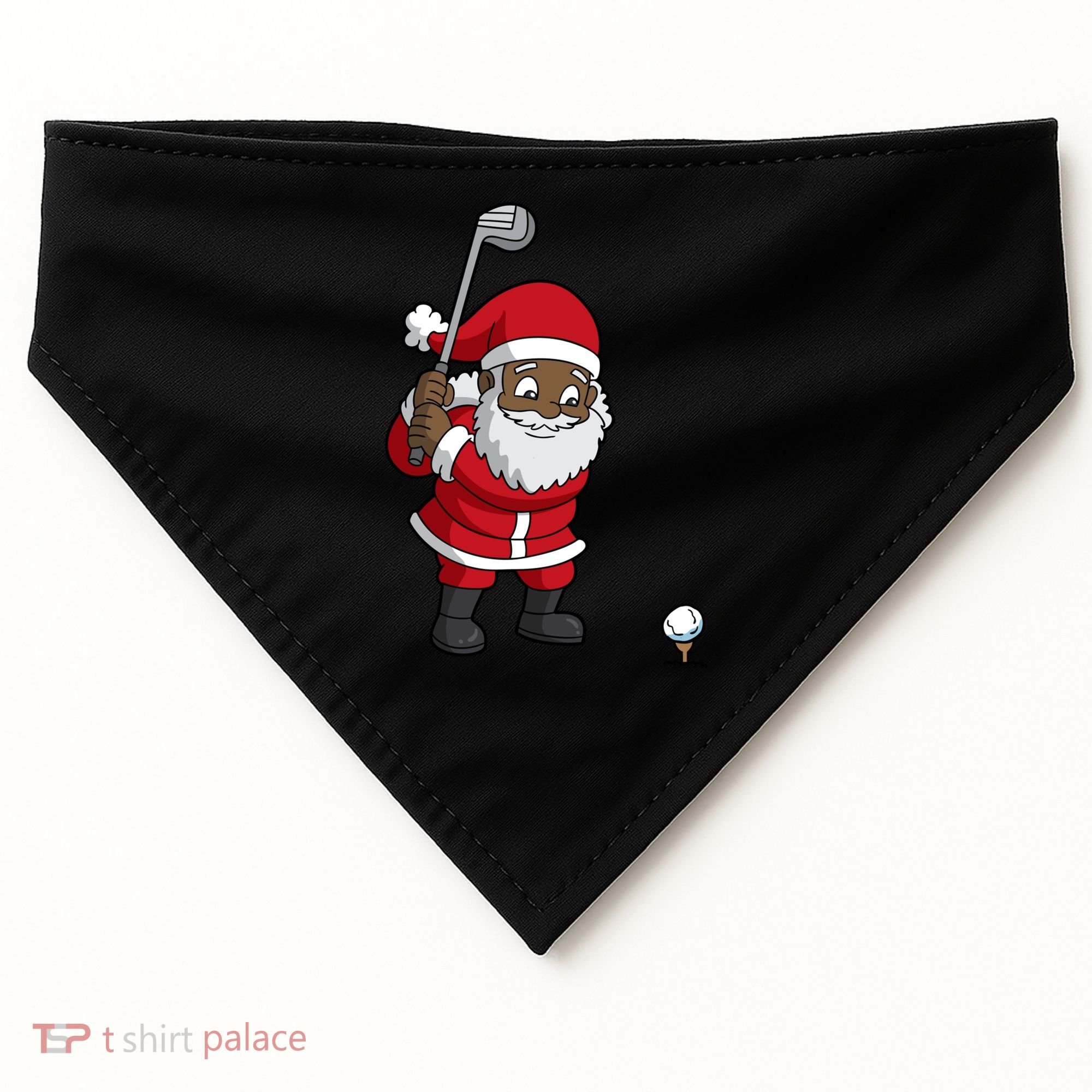 Golf Black African American Santa Claus Golfer Golfing Dad Great Gift USA-Made Doggie Bandana
