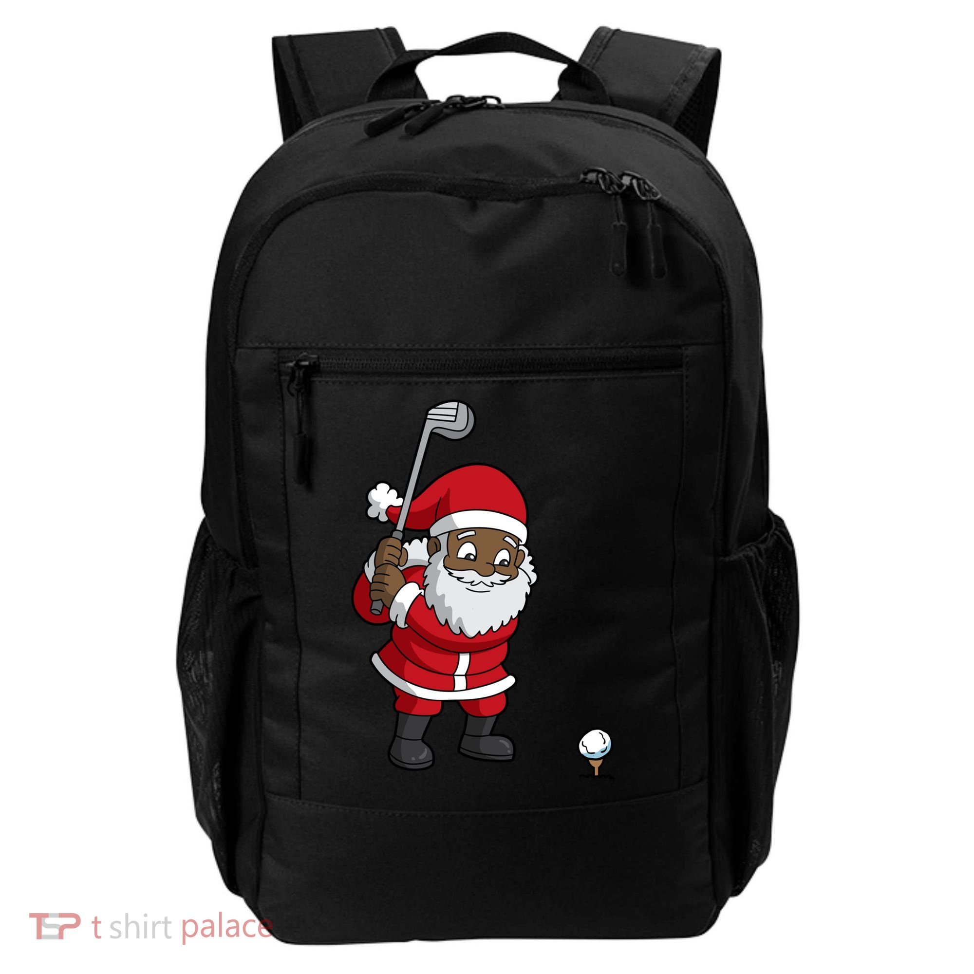 Golf Black African American Santa Claus Golfer Golfing Dad Great Gift Backpack