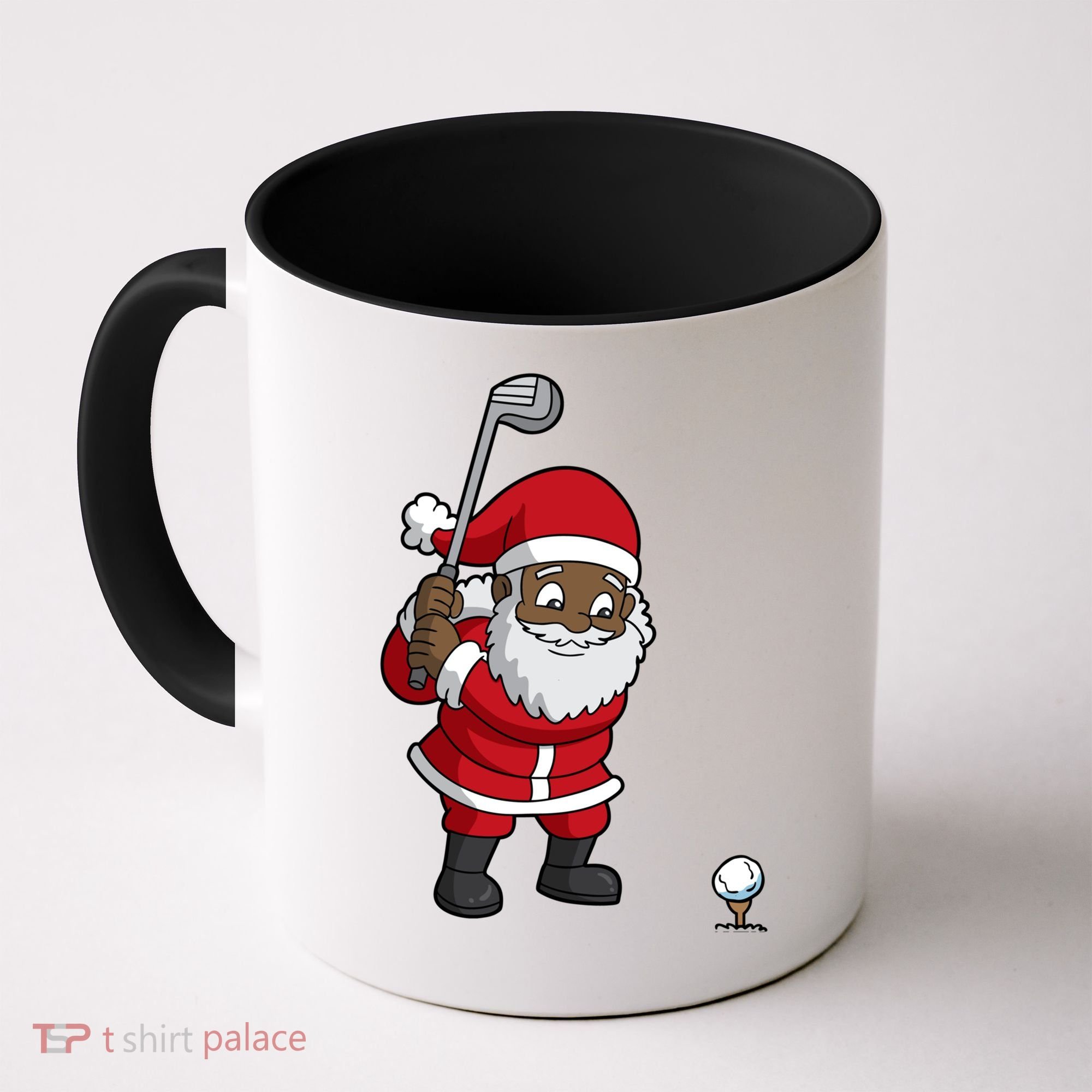 Golf Black African American Santa Claus Golfer Golfing Dad Great Gift Coffee Mug