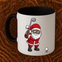 Golf Black African American Santa Claus Golfer Golfing Dad Great Gift Coffee Mug thumb 2