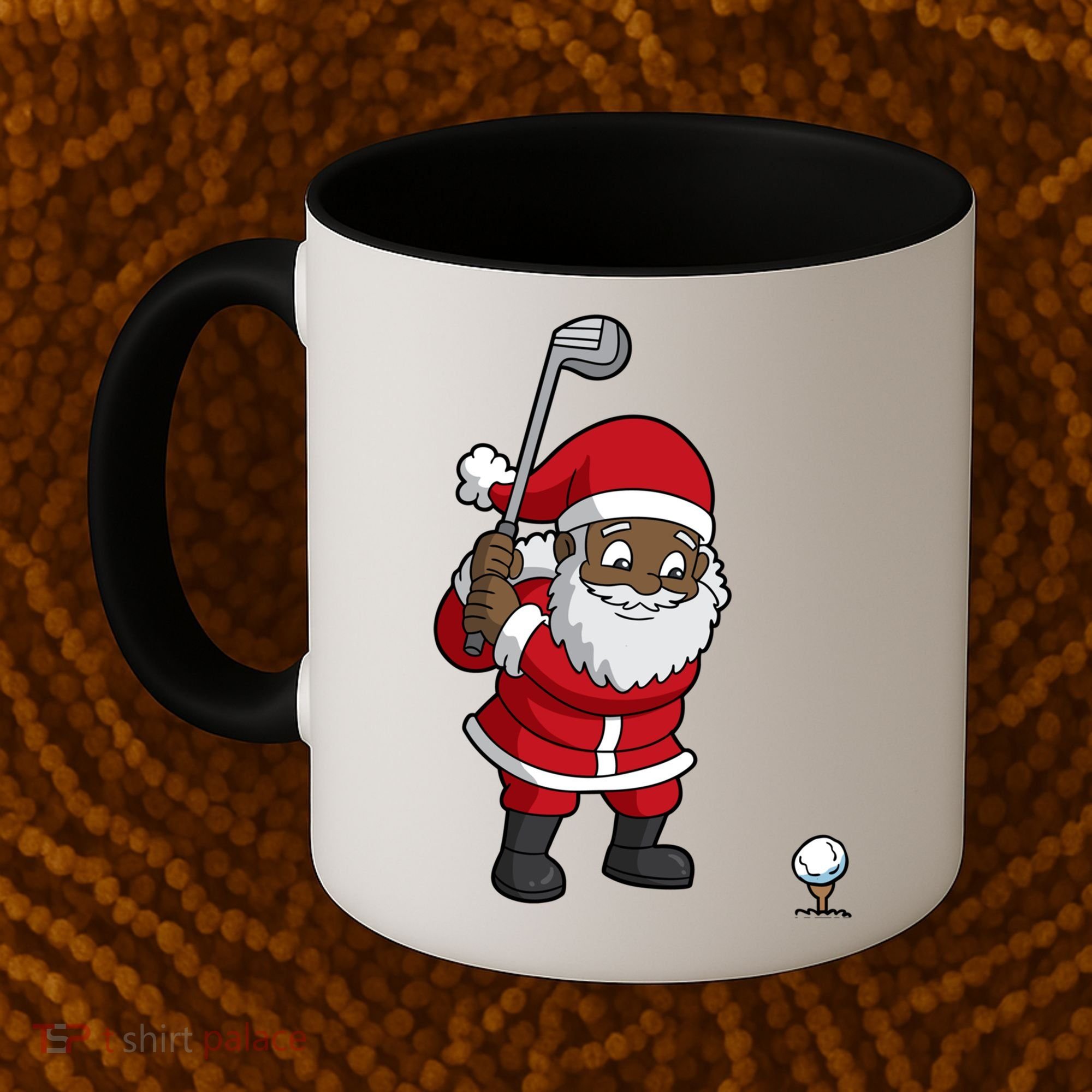 Golf Black African American Santa Claus Golfer Golfing Dad Great Gift Coffee Mug