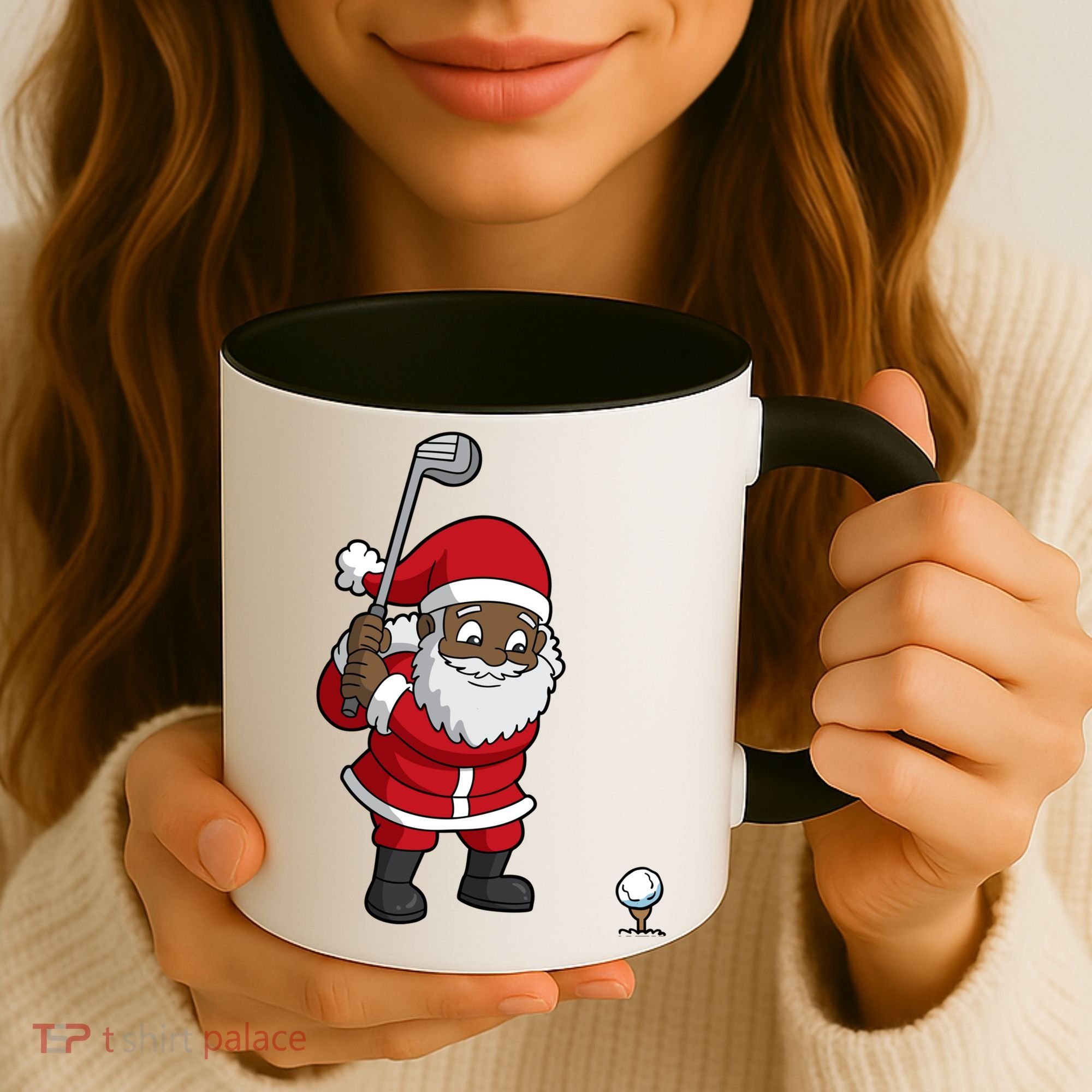 Golf Black African American Santa Claus Golfer Golfing Dad Great Gift Coffee Mug