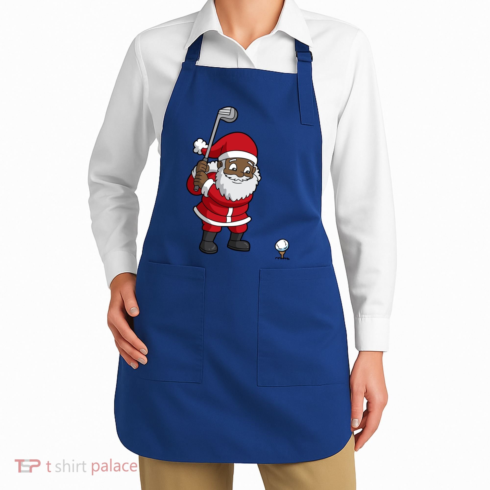 Golf Black African American Santa Claus Golfer Golfing Dad Great Gift Apron