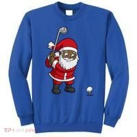 Golf Black African American Santa Claus Golfer Golfing Dad Great Gift Sweatshirt thumb 0