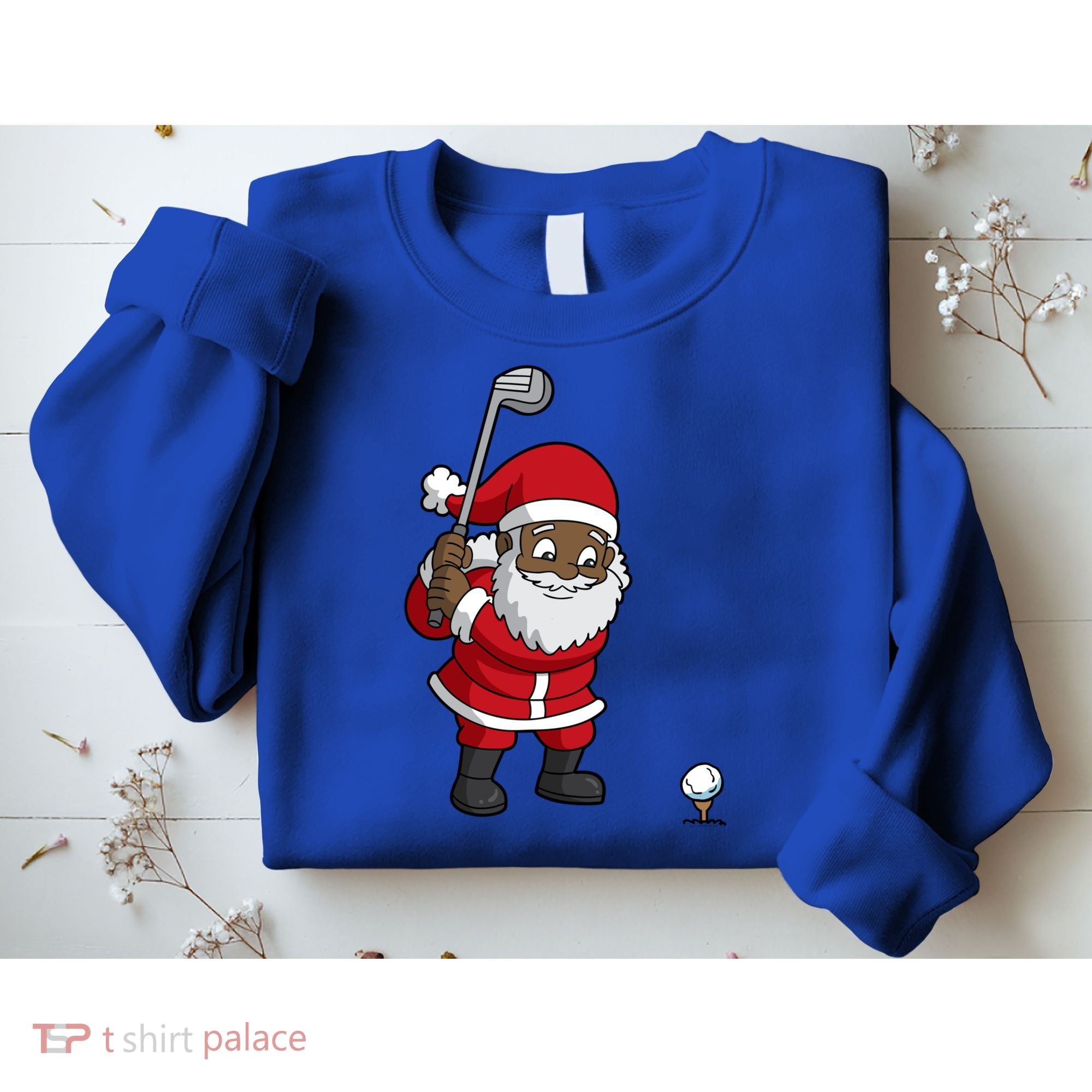 Golf Black African American Santa Claus Golfer Golfing Dad Great Gift Sweatshirt