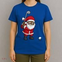 Golf Black African American Santa Claus Golfer Golfing Dad Great Gift T-Shirt thumb 4