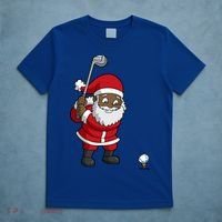 Golf Black African American Santa Claus Golfer Golfing Dad Great Gift T-Shirt thumb 5
