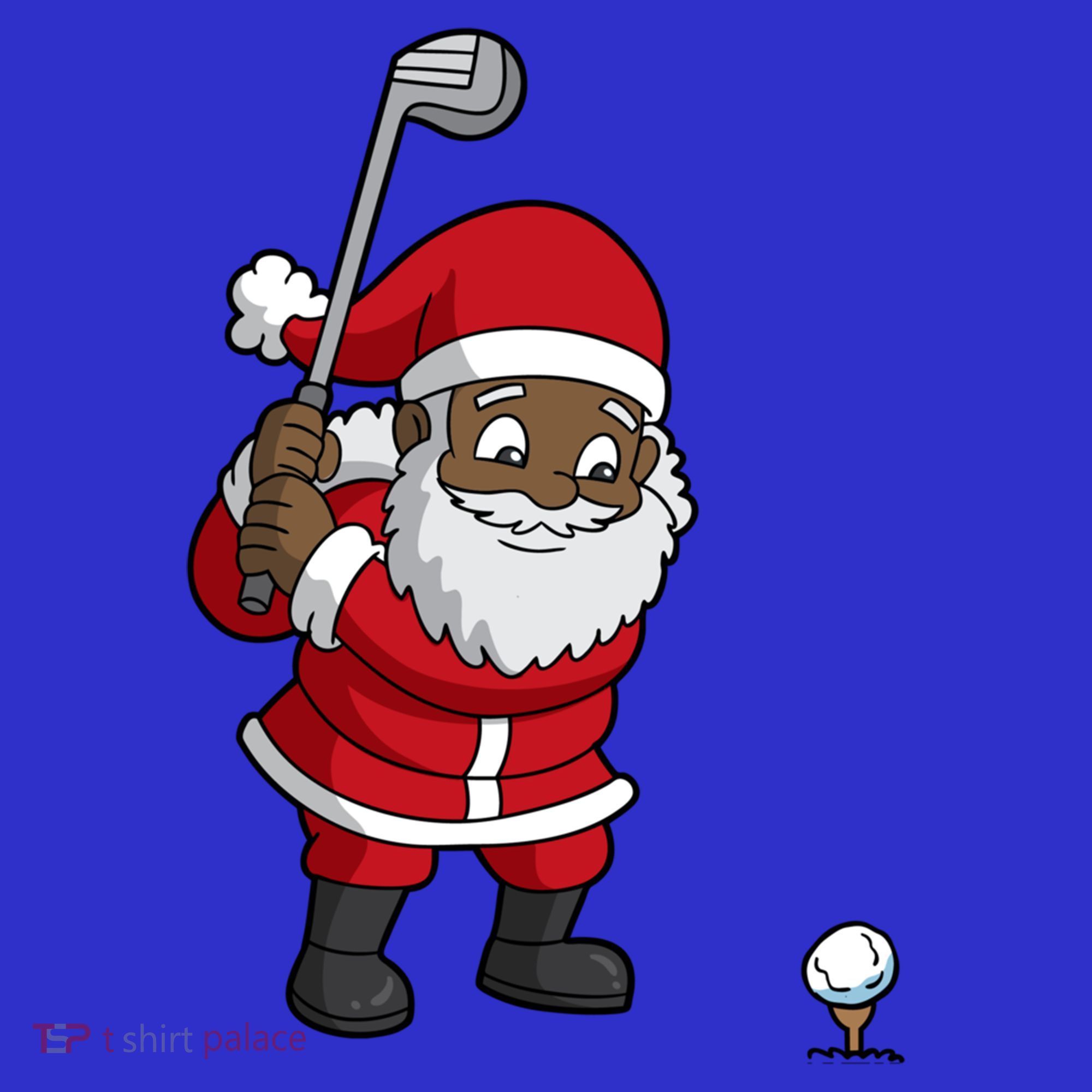 Golf Black African American Santa Claus Golfer Golfing Dad Great Gift T-Shirt