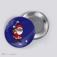Golf Black African American Santa Claus Golfer Golfing Dad Great Gift Button thumb 0