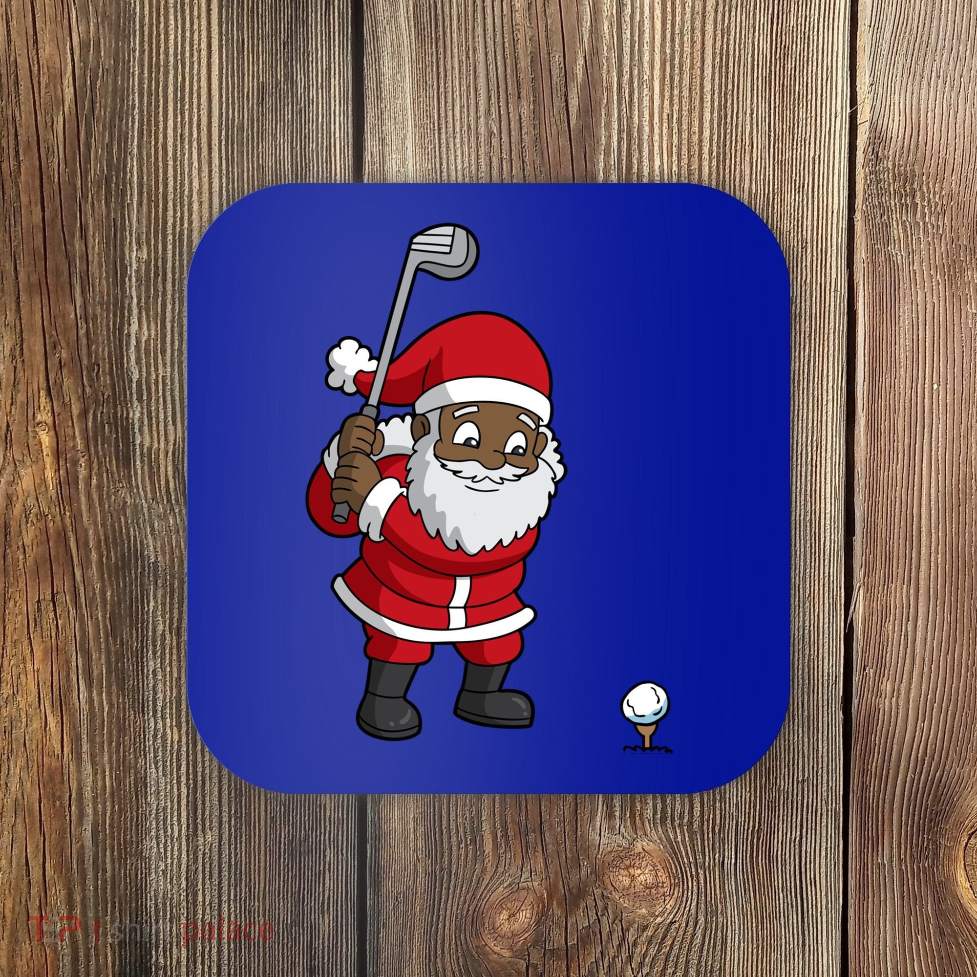 Golf Black African American Santa Claus Golfer Golfing Dad Great Gift Coaster