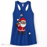 Golf Black African American Santa Claus Golfer Golfing Dad Great Gift Women's Tank Top thumb 0