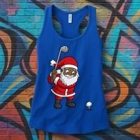 Golf Black African American Santa Claus Golfer Golfing Dad Great Gift Women's Tank Top thumb 3