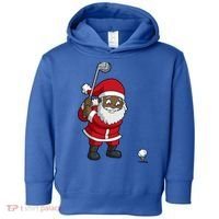Golf Black African American Santa Claus Golfer Golfing Dad Great Gift Toddler Hoodie thumb 0