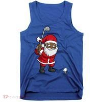 Golf Black African American Santa Claus Golfer Golfing Dad Great Gift Tank Top thumb 0