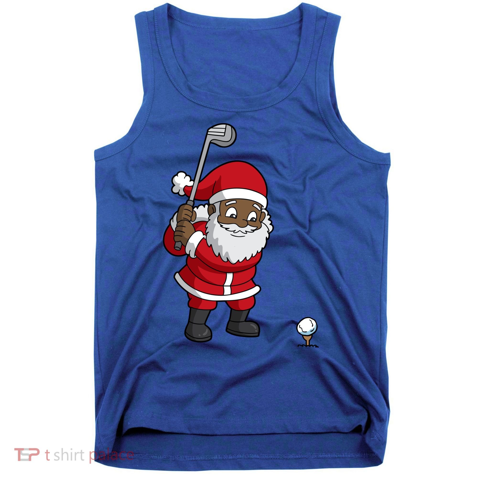 Golf Black African American Santa Claus Golfer Golfing Dad Great Gift Tank Top