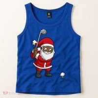 Golf Black African American Santa Claus Golfer Golfing Dad Great Gift Tank Top thumb 2