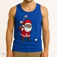 Golf Black African American Santa Claus Golfer Golfing Dad Great Gift Tank Top thumb 3