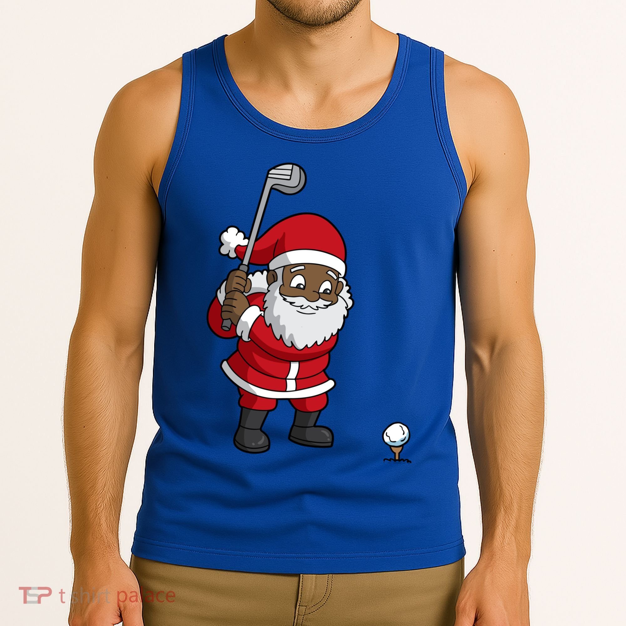 Golf Black African American Santa Claus Golfer Golfing Dad Great Gift Tank Top