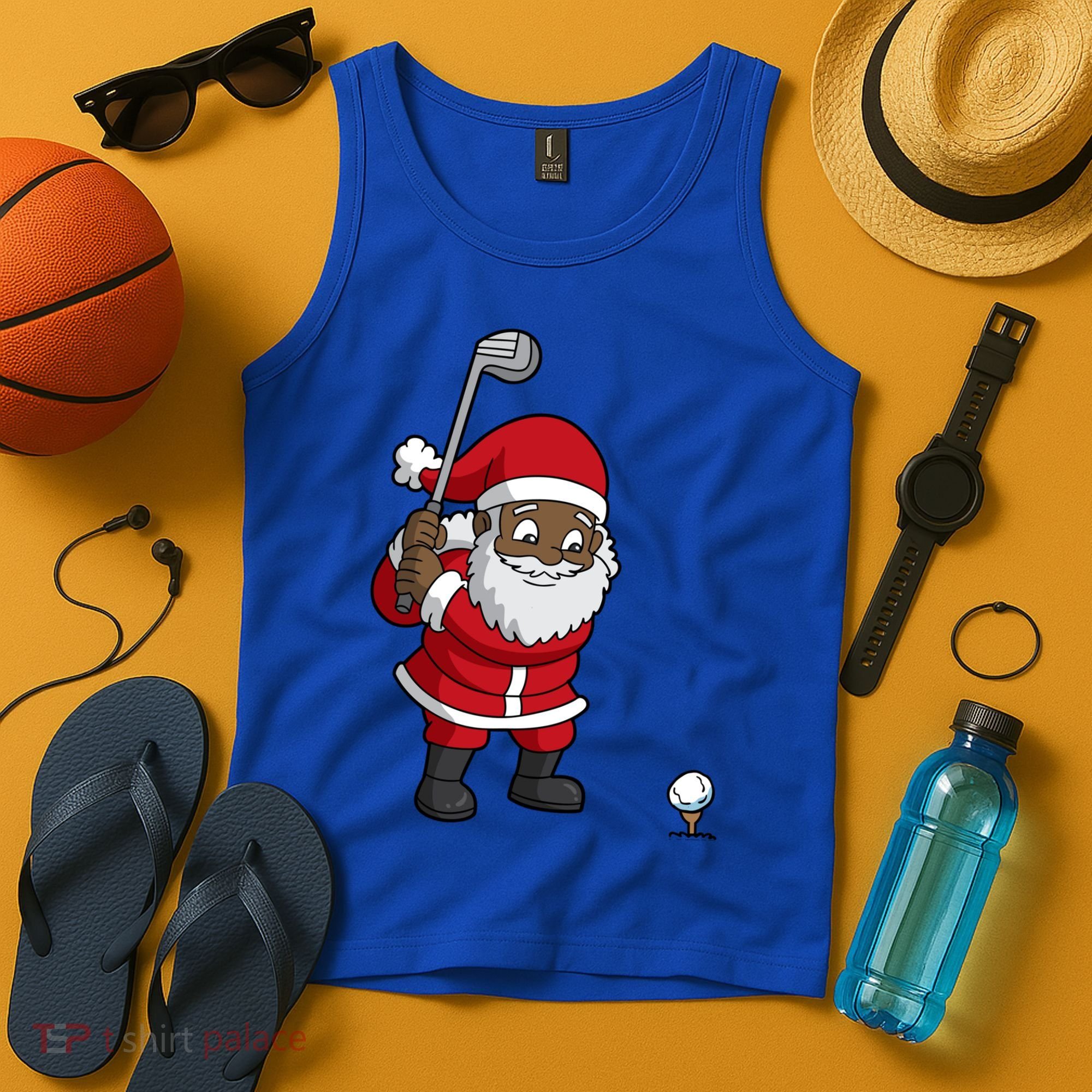 Golf Black African American Santa Claus Golfer Golfing Dad Great Gift Tank Top