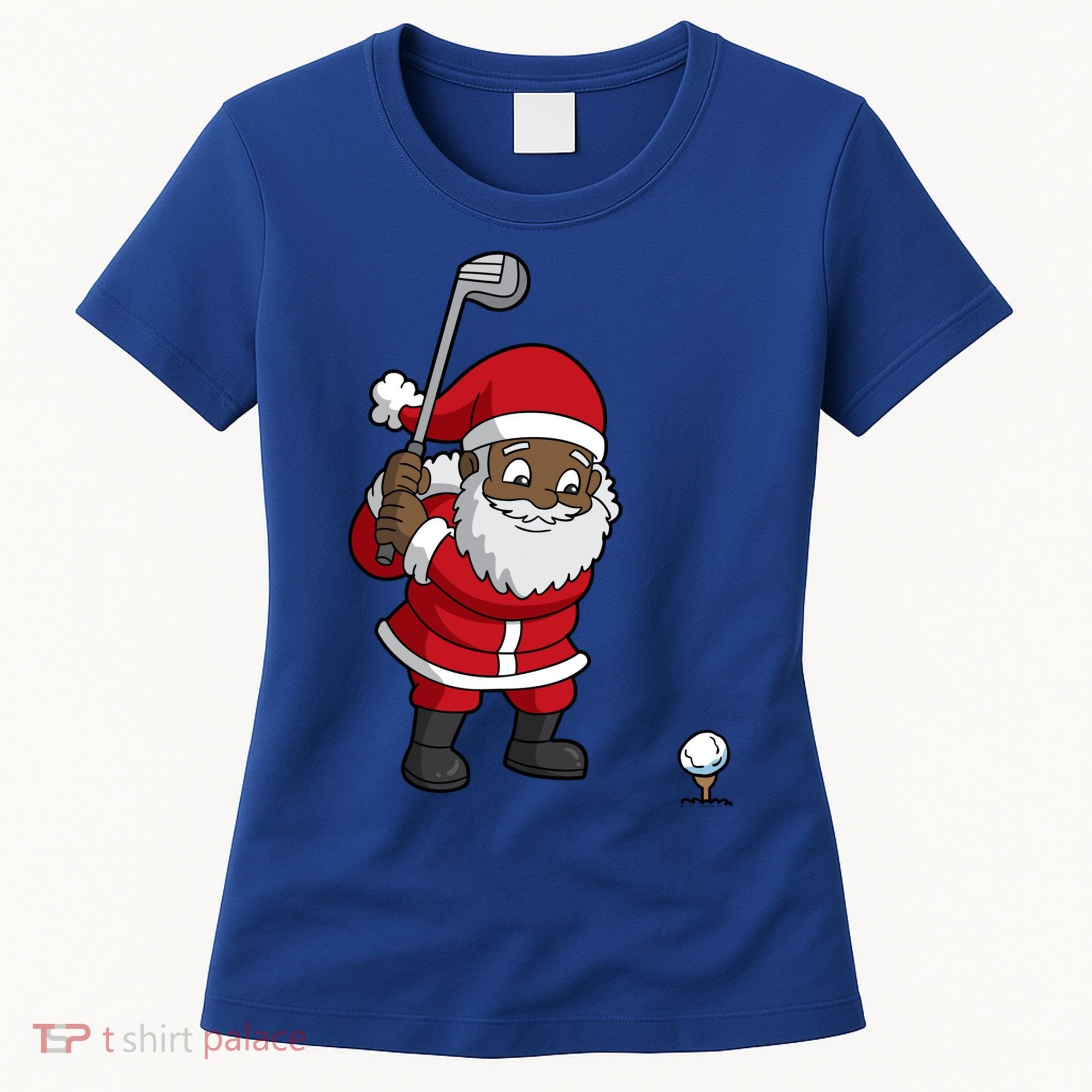 Golf Black African American Santa Claus Golfer Golfing Dad Great Gift Women's T-Shirt